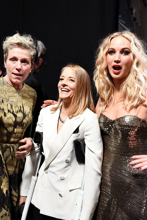 Frances McDormand, Jodie Foster and Jennifer Lawrence attend the 90th Annual Academy Awards at the Dolby Theatre on March 4, 2018 in Hollywood, California. (Photo by Matt Petit/A.M.P.A.S via Getty Images)