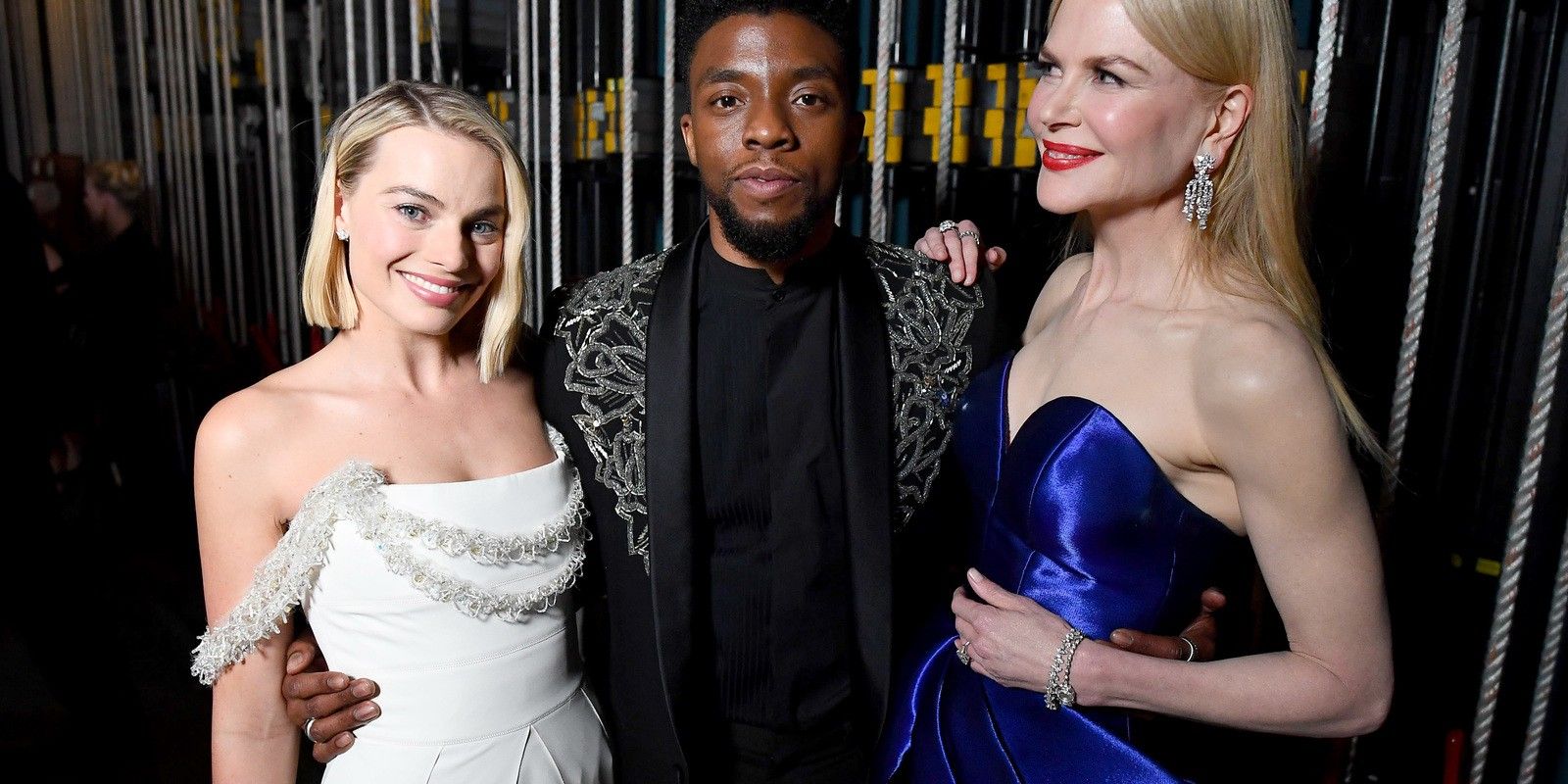 <p>Margot Robbie, Chadwick Boseman and Nicole Kidman attend&nbsp;the 90th Annual Academy Awards at the Dolby Theatre on March 4, 2018 in Hollywood, California. (Photo by Matt Petit/A.M.P.A.S via Getty Images)</p>