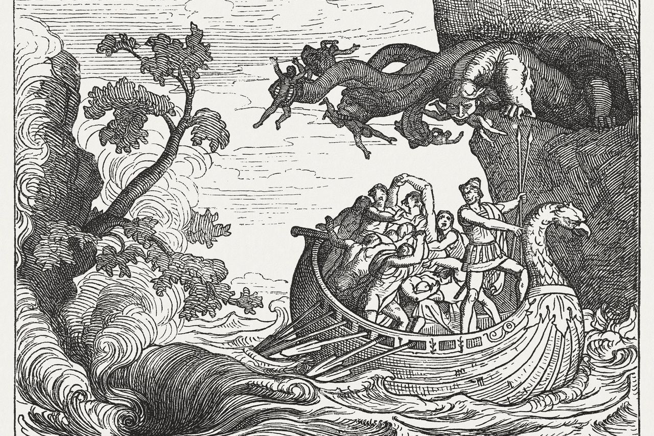 1591263576 ix of his companions to the scylla in this wood engraving  published in 1880